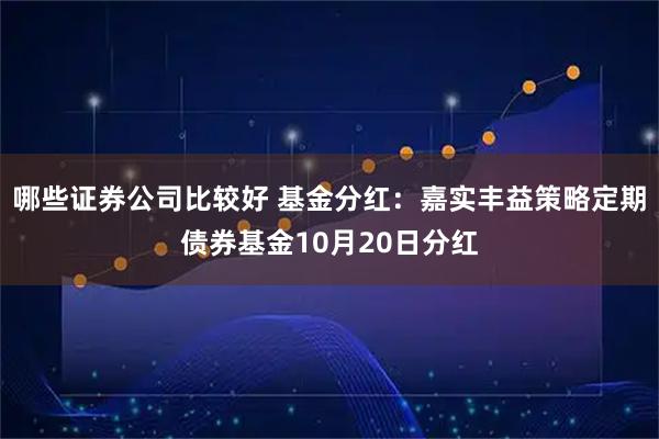 哪些证券公司比较好 基金分红：嘉实丰益策略定期债券基金10月20日分红